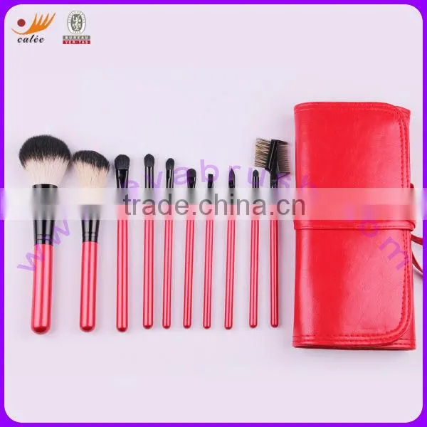 10-piece Makeup Brush Set with Wooden Handle and Aluminium Ferrule, OEM/ODM Orders Welcomed