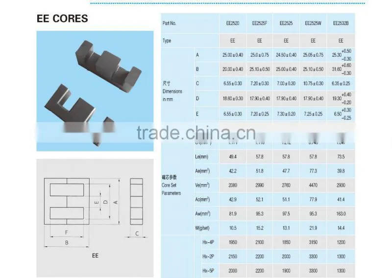 high frequency transformer EE40/8/4 ferrite core