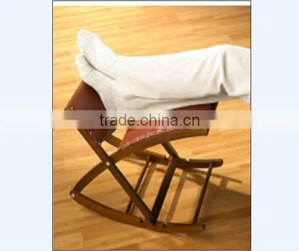 Old-fashioned Foldable Wooden Ottoman with PU Leather