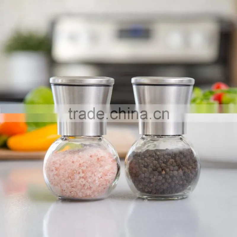 Stainless Steel Salt And Pepper Grinder Set Manual Mill Shakers With Adjustable Ceramic Grinder