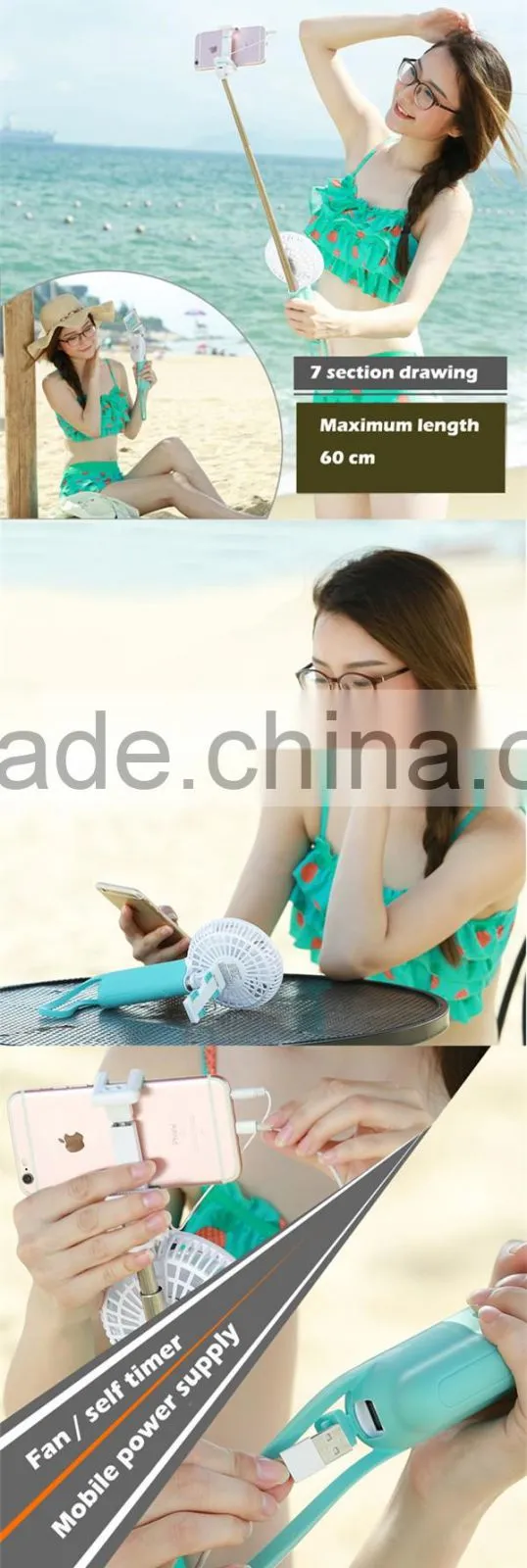selfie stick, selfie stick fan, selfie stick with power bank 2200mAh