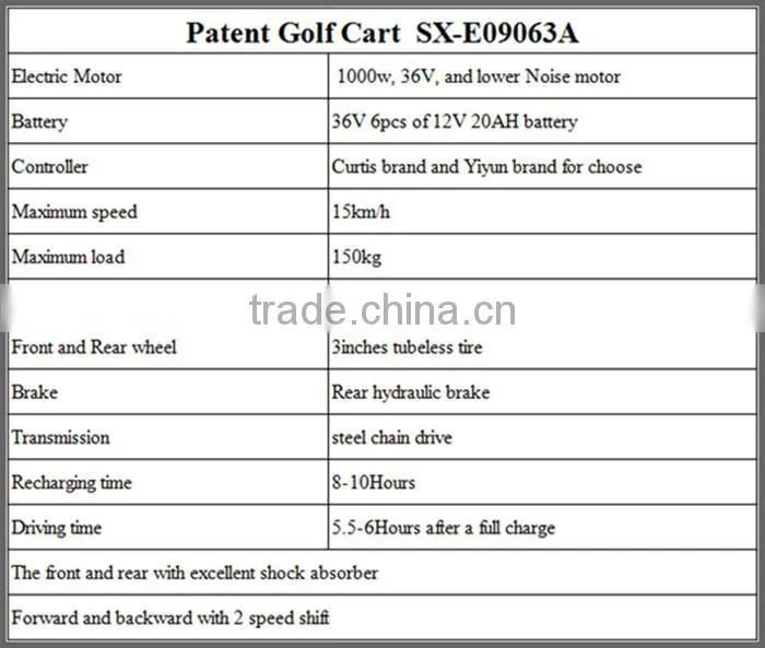 1000w electric golf cruiser with one seat