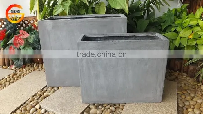 Wholesale Fiberglass natural grey rectangle pot set of 2