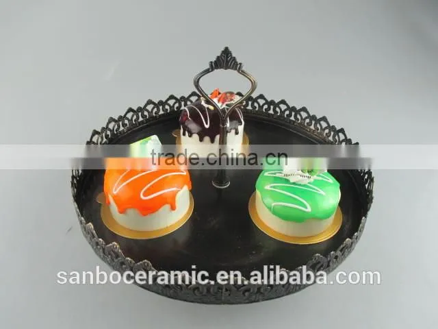 Metal wedding cake stand, mini cute iron black antique style in one tier