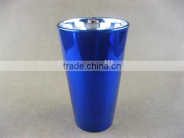 blue 16oz mirrored glass tumbler/glassware