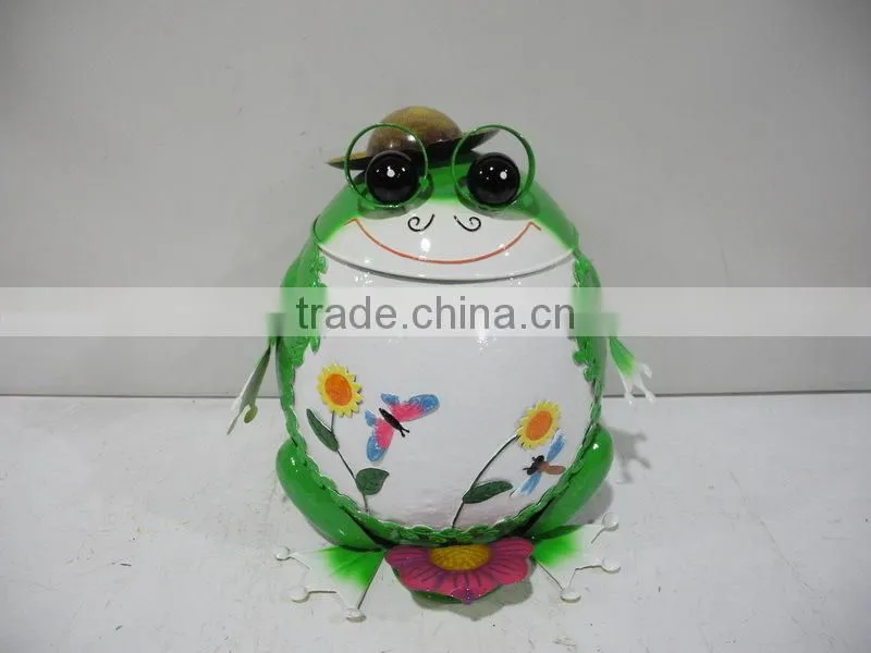 Outdoor cute frog garbage iron crafts for home