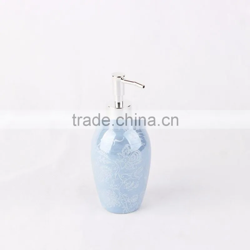 Wholesale Blue Glazed Decal Bathrooms Set Ceramic