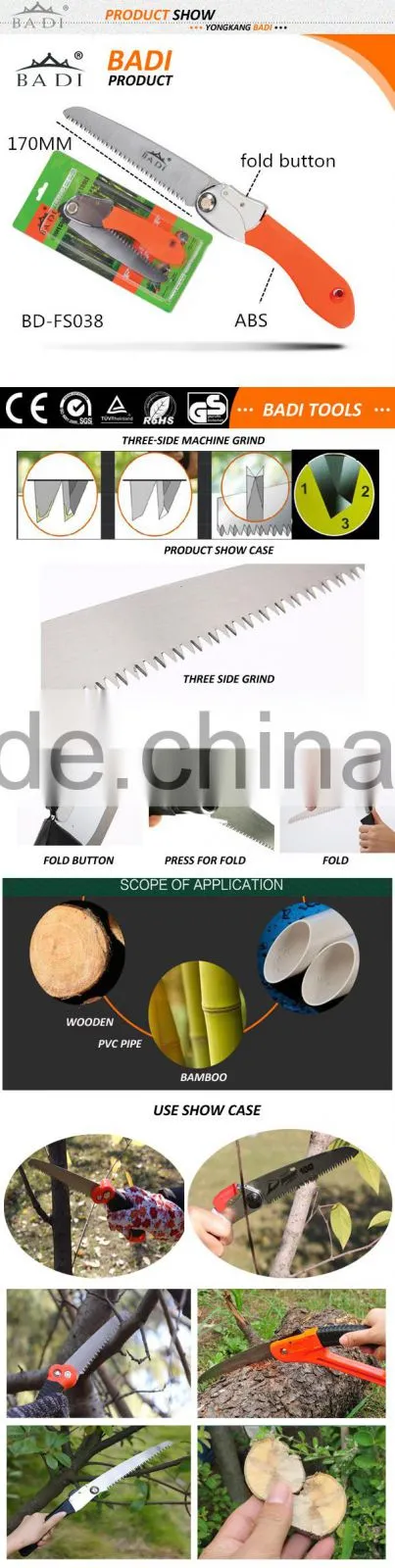 brand blister packing folding hand wood saws for cutting trees
