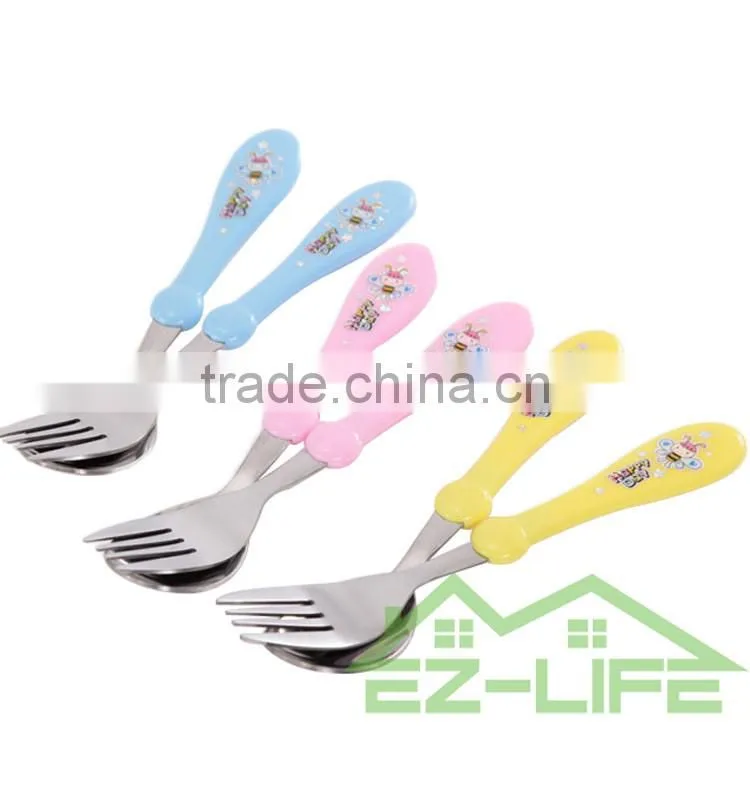 Korean cute stainless steel baby spoon and fork set