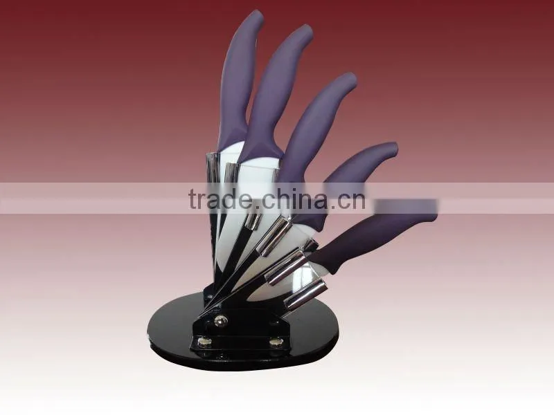 5 pieces ceramic kitchen knife set with Arylic block