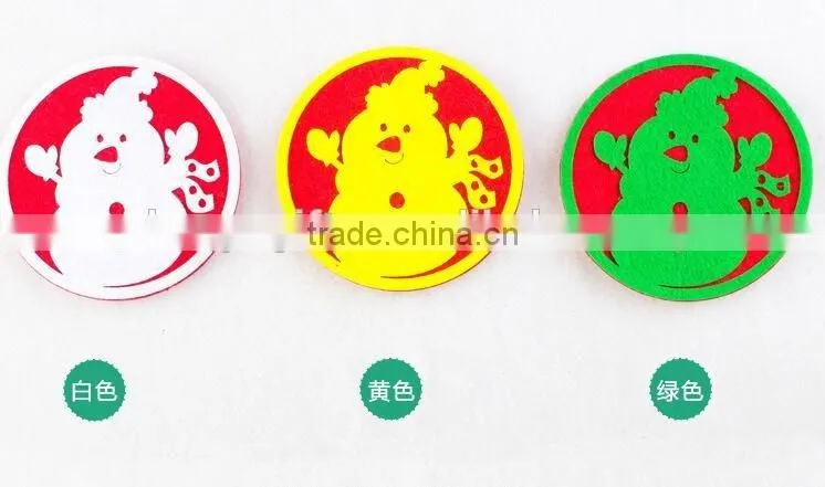 New Year Gifts Colorful Round Christmas Cartoon Fabric Coaster Wholesale