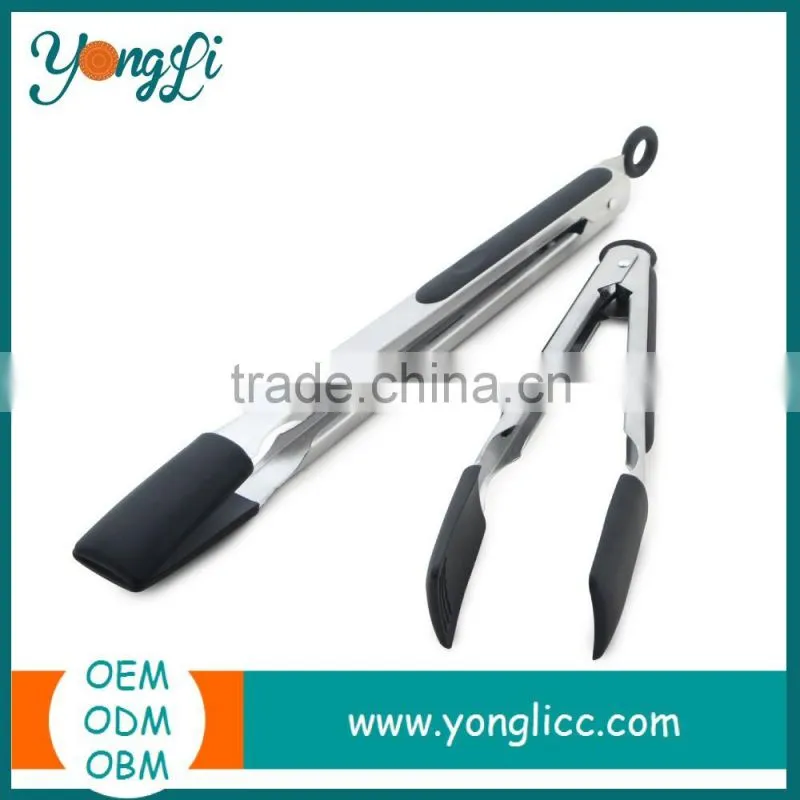 Multi-Purpose 9'' and 12'' Heat- Resistant Stainless Steel With Stand Kitchen Food Silicone Tongs