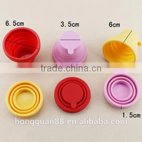 Hongguan silicone collapsible cup with handle,collapsible travel cup,collapsible drinking cup