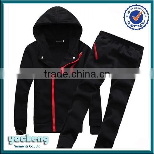 wholesale mens sport suits fleece plain suits with pants custom slim fit sport wears outside