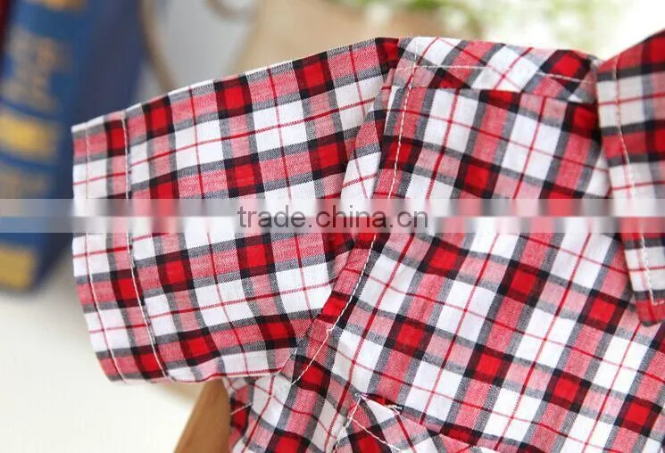 2015 Summer Boy's Short Sleeve Shirts Children Checked Shirts Latest Styles of Boys Shirt Blouse