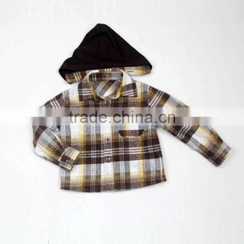 Plaid pure cotton thicken infant wear hooded baby coats