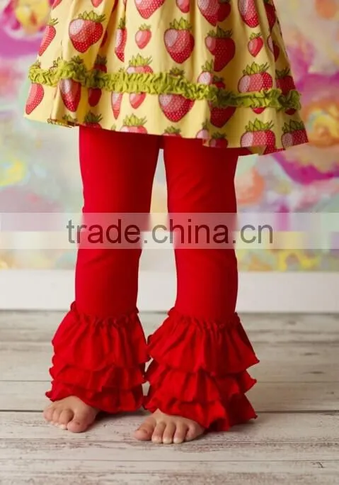 wholesale new style boutique design kids girls capri ruffle pants clothig