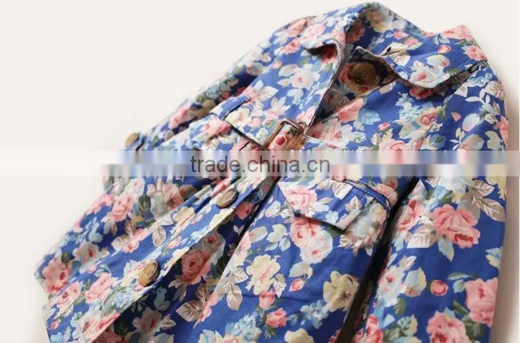 new arrival fashion jacket cotton padded floral printed girls cotton jacket
