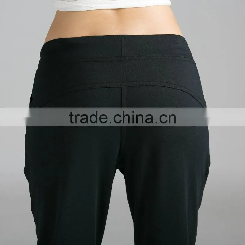 Womens High Quality Fitness Yoga Black Cropped Pants