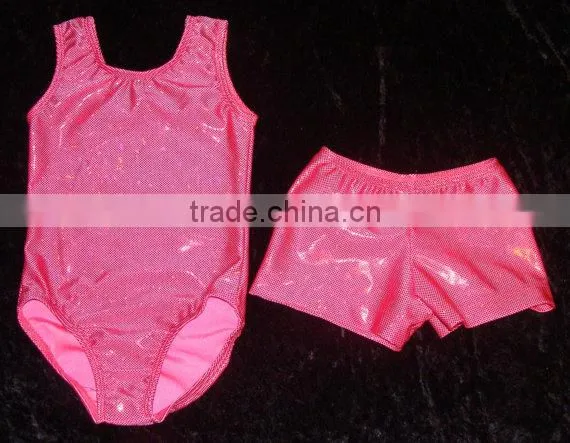 Gymnastics leotard and shorts Pink shattered glass SAVE