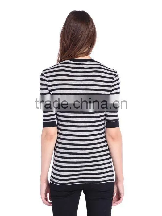 High quality round neck girls shorts sleeve tight t shirt