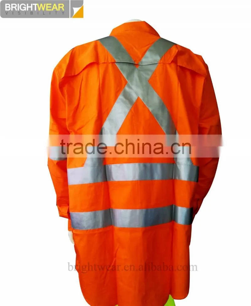 Australia hi-vis long sleeve cotton drill shirts with 3M8906 reflective tape