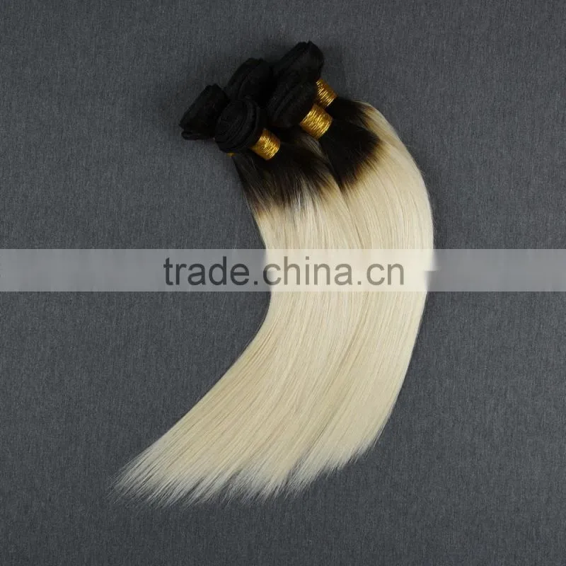 Factory wholesale price two tone ombre colored hair weave bundles