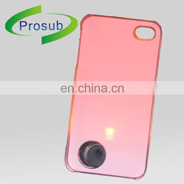 Sublimation heat tranparent plastic material LED flashing cell phone case cover skin