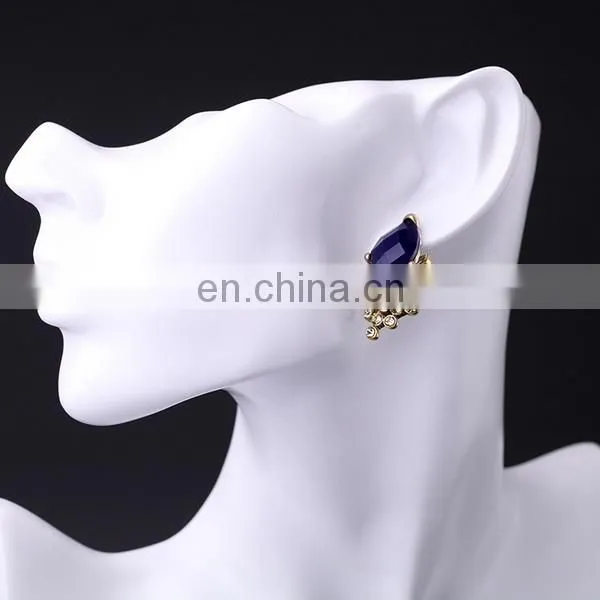 Emerald blue crystal glass drop earrings zircon ear jackets fashion jewelry