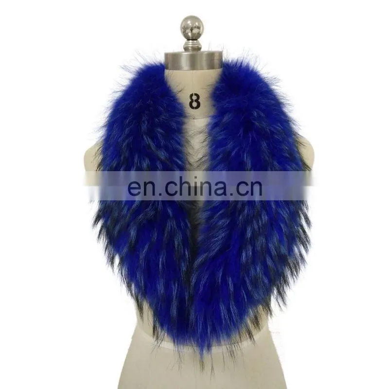 Large Natural Raccoon Fur Hood Trim for Jacket Dyed Fur Collar Wrap Scarf