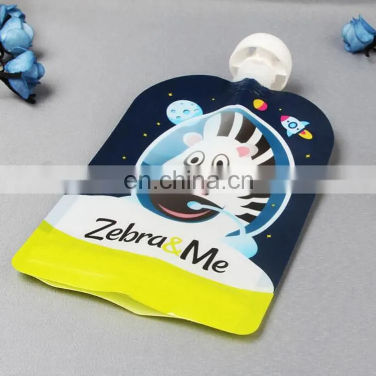 Customized Shape Reusable Stand up Juice/Milk Food Packaging Spout Pouch With Clear Window
