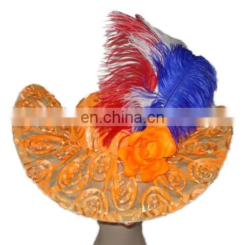 MCH-2251 Fashion cheap wholesale ladies various party wide warping brim floppy gauze hat with pattern