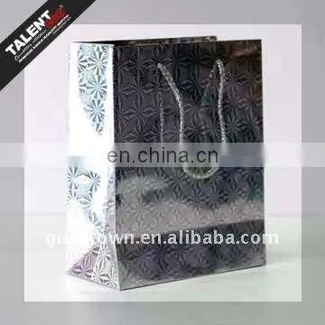 custom printed logo golden & silver paper reusable shopping bag for promotion