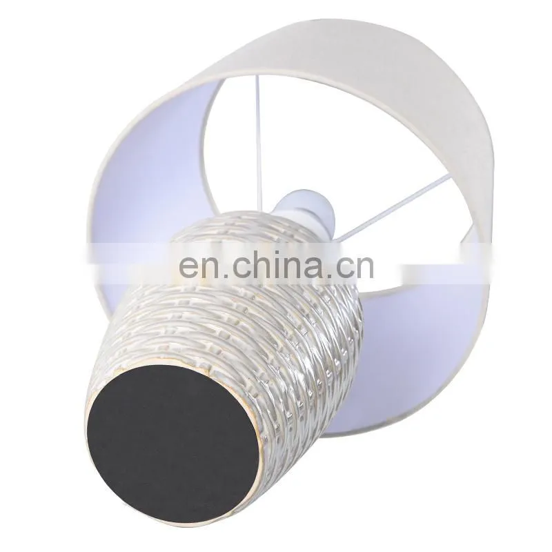 new European design of rattan pattern ceramic table lamp for indoor room