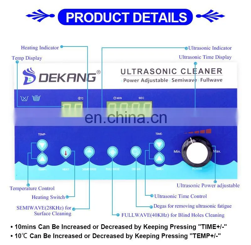New Power Adjustable Dual-Bands Ultrasonic Cleaner with Degas Function