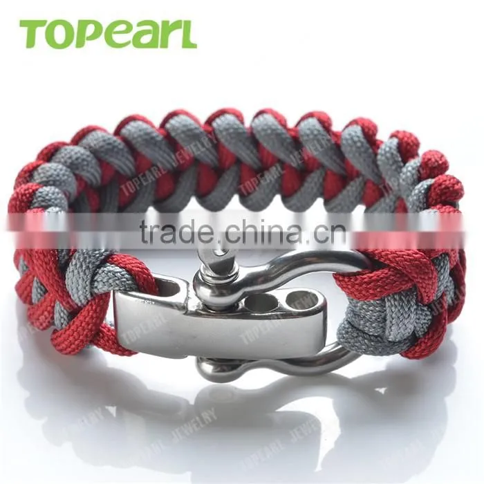 2016 Europe Style Fashion Military Metal Charm Paracord Bracelet Survival Bracelet MEB214
