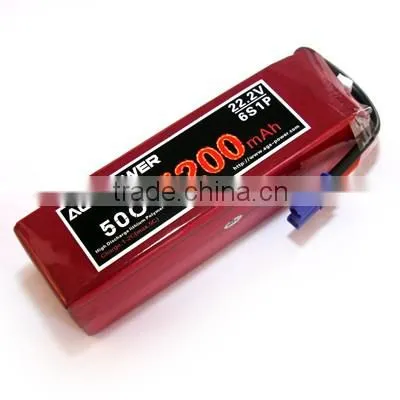 RC lipo battery 22.2V 5200mah 50C for helicopter | AGA Lithium polymer with EC5 | SAB heli 12S big power drone battery pack