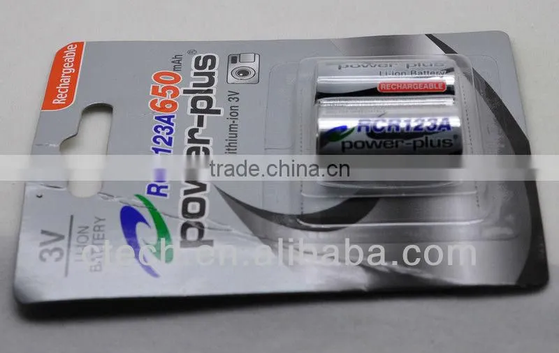 lithium ion rechargeable RCR123A 600mAh 3.7V RCR123A