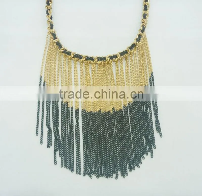 FASHION METAL CHAIN TASSEL NECKLACE EARRING SET