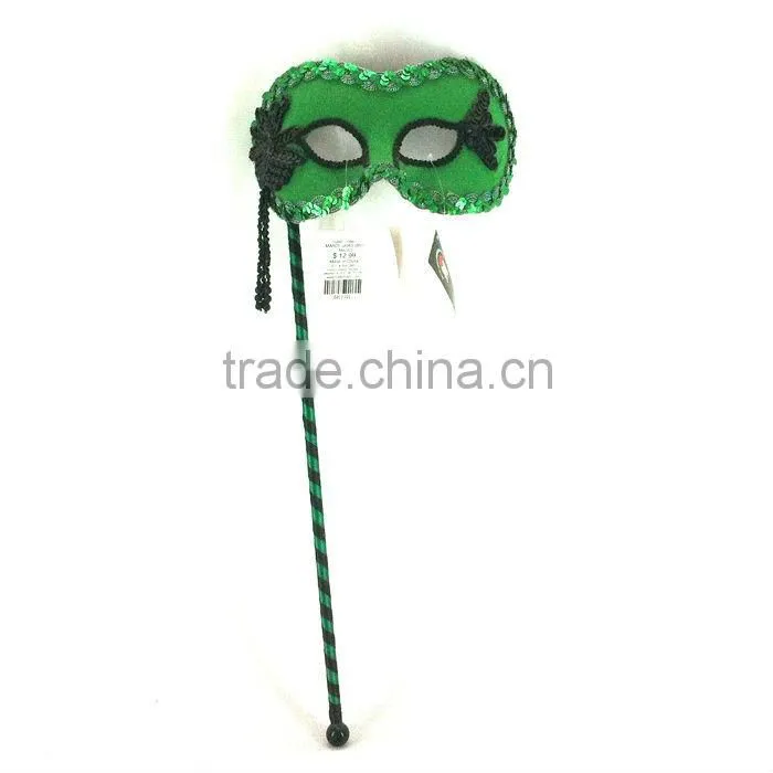 Pink Long Feather Stick Masquerade Masks