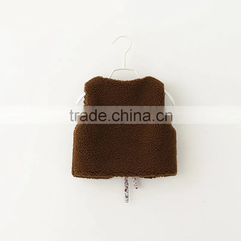 2015 Autumn & Winter Children Vest All-match Girl Lamb Wool Fur Coat Baby Girl Outwear With Fur Balls
