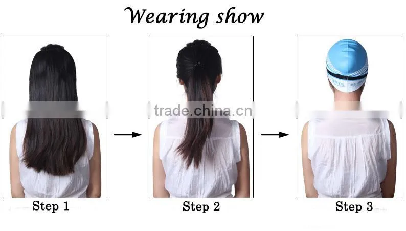 High quality custom colorful nude silicone swim cap For Long Hair