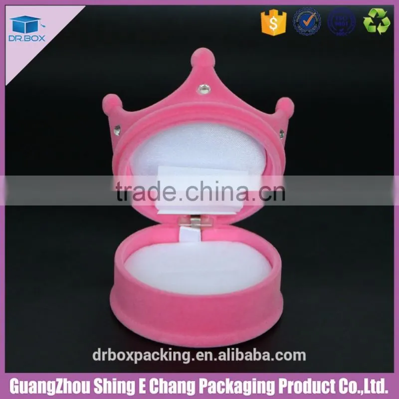 Beautiful creative velvet surface paperboard jewelry box crown shape ring box