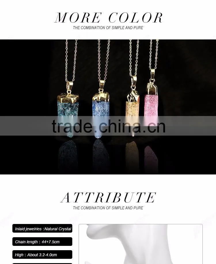 Nice pink stone necklace, Hot sale natural make stone necklace with stone