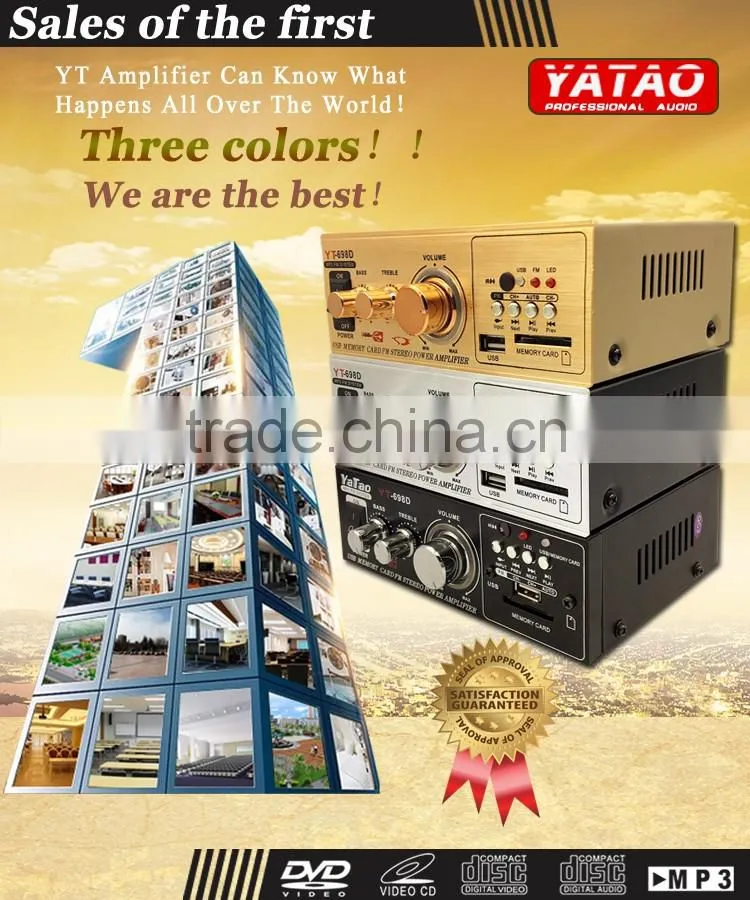 Discount 2015 newest professional audio power amplifier YT-698D with usb/sd three colour