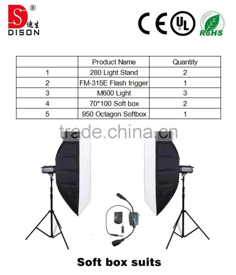 Dison studio lighting set,remote control flashing lights with softbox