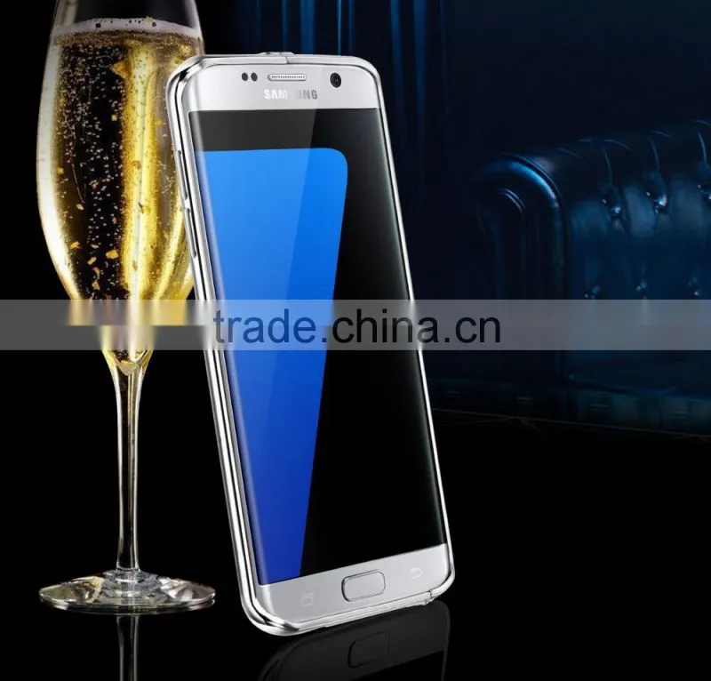 KXX Gold Series Stainless steel Bumper with Acrylic backplaneck Case for Samsung S7 edge Luxury Mirror Back Stand Case MT-5580