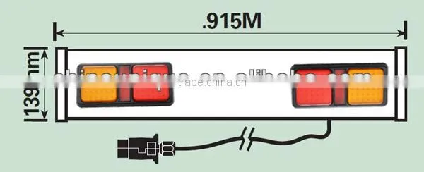 3FT PVC Trailer Board with 3M Cable Lighting Trailer LED Lamp Lights