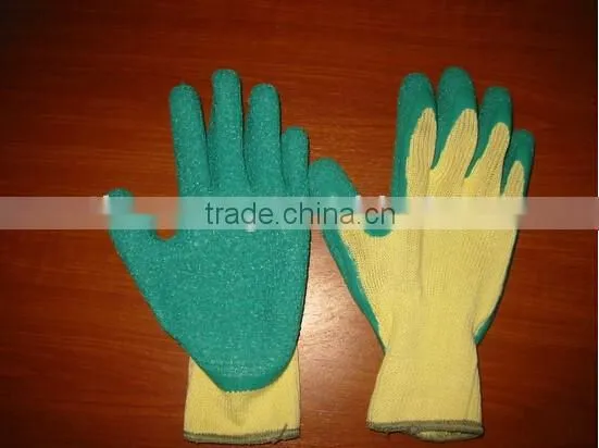 Heavy Duty 7G Pol/ Nylon Green Latex Coated Garden Safety Gloves for Chemical