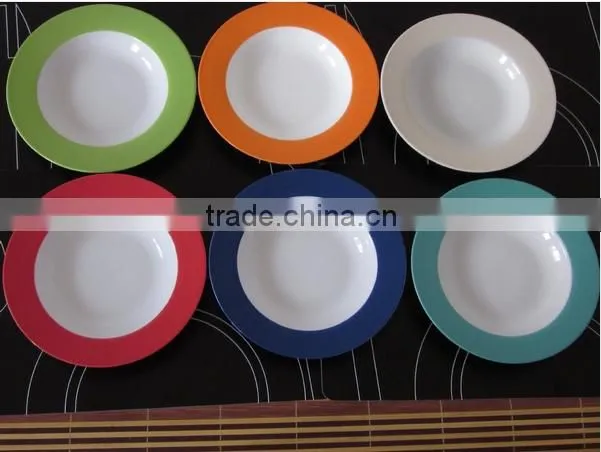 2015 new christmas ceramic dinnerware porcelain plate,red christmas full decal flat plate set